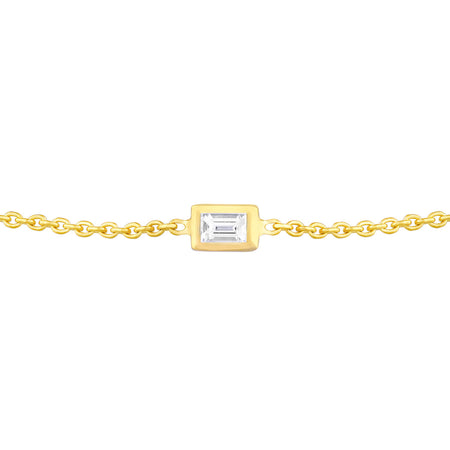 14k yellow gold baguette diamond bolo bracelet