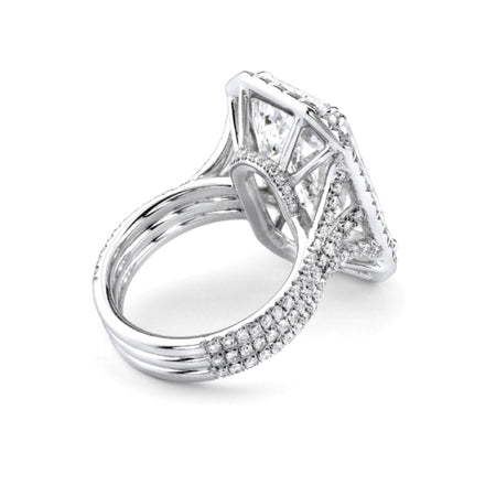 Debra rose triple pave diamond band cathedral halo engagement ring