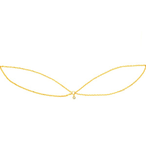 diamond bezel set 14k gold drape choker necklace