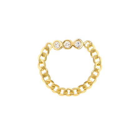 14k yellow gold curb chain diamond ring top view