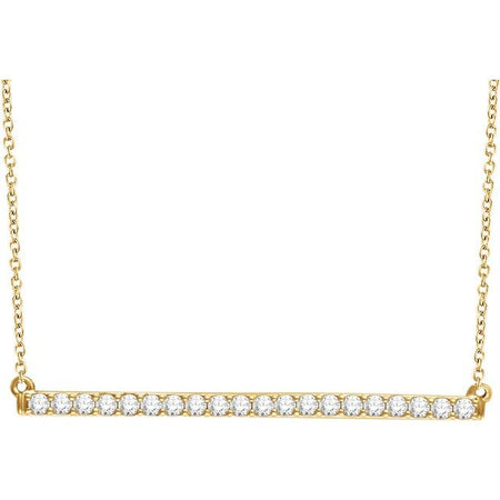 diamond pave bar necklace yellow gold