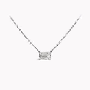 east-west emerald cut diamond pendant necklace