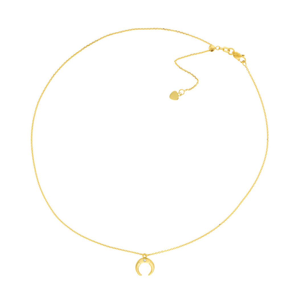 diamond bezel set 14k gold drop horn choker necklace