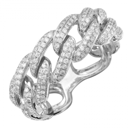 Micropavé Puffy Chain Link Ring