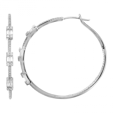 Baguette and Round Diamond In/Out Hoops