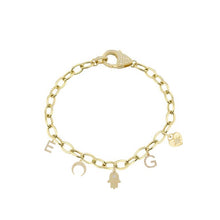 Load image into Gallery viewer, Charm Bracelet with Diamond Clasp
