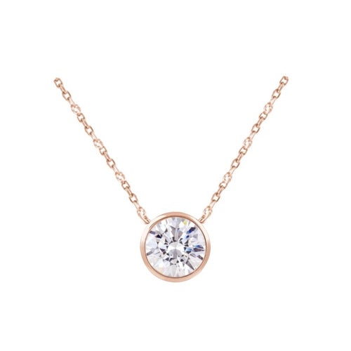 Diamond Necklace/Dainty Solitaire 14K White Gold Bezel Floating - Yahoo  Shopping