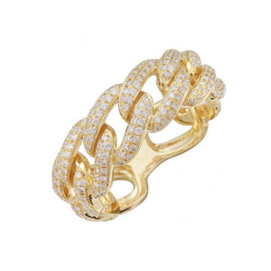 Micropavé Puffy Chain Link Ring