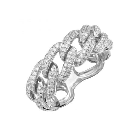 Micropavé Puffy Chain Link Ring