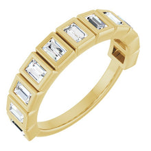 Load image into Gallery viewer, Emerald Cut Bezel Set Wedding Band
