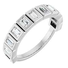 Load image into Gallery viewer, Emerald Cut Bezel Set Wedding Band
