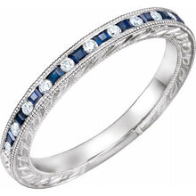 Load image into Gallery viewer, Sapphire &amp; Diamond Wedding Band in 14K Gold
