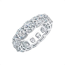 Load image into Gallery viewer, 7.75 carat cushion cut diamond eternity ring band platinum
