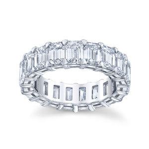 5.25 carat emerald cut diamond eternity ring band platinum