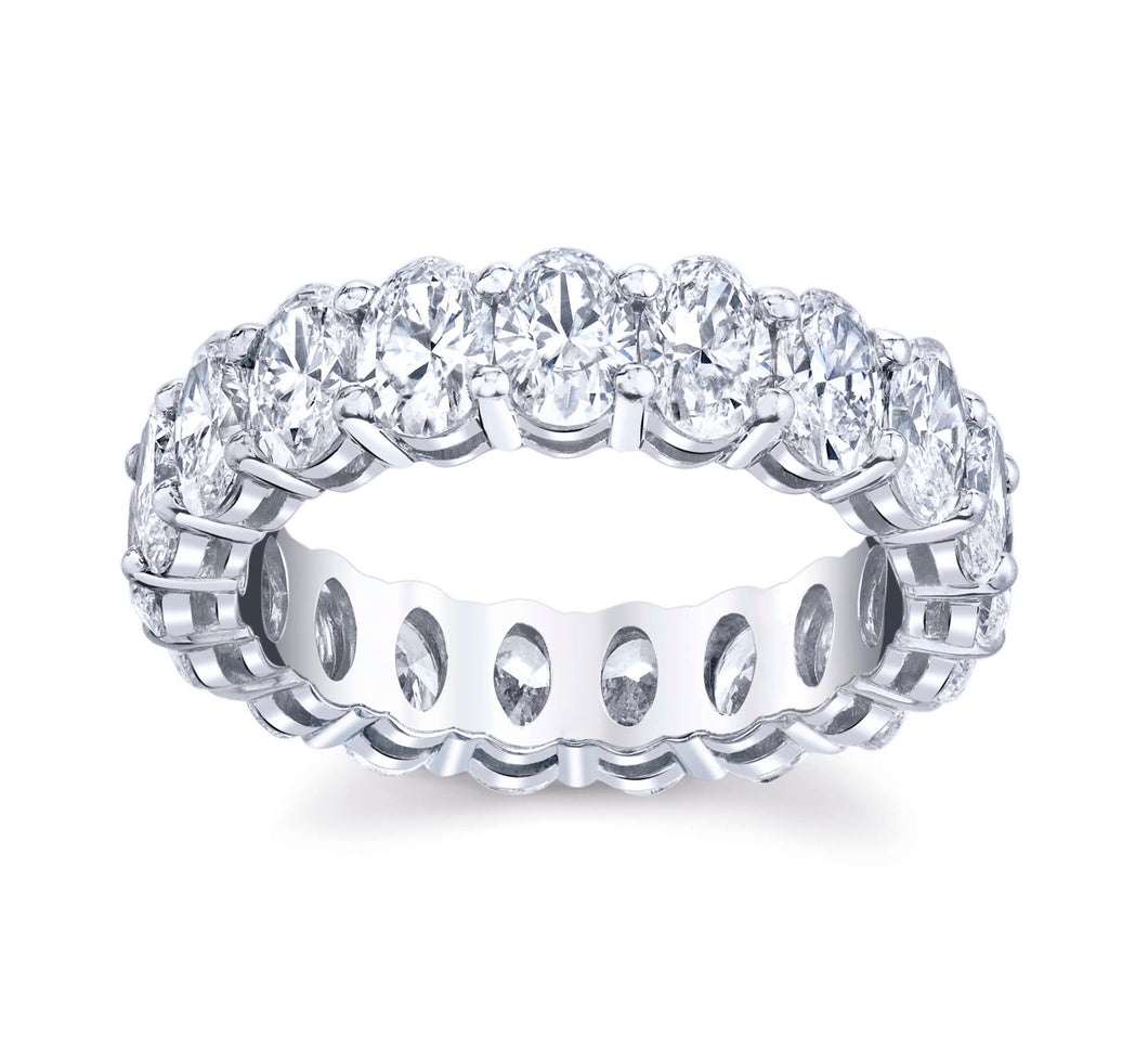 3.70 carat oval diamond cut eternity ring band platinum