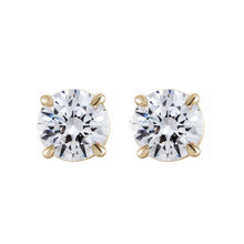 Load image into Gallery viewer, brilliant round diamond stud earrings yellow gold
