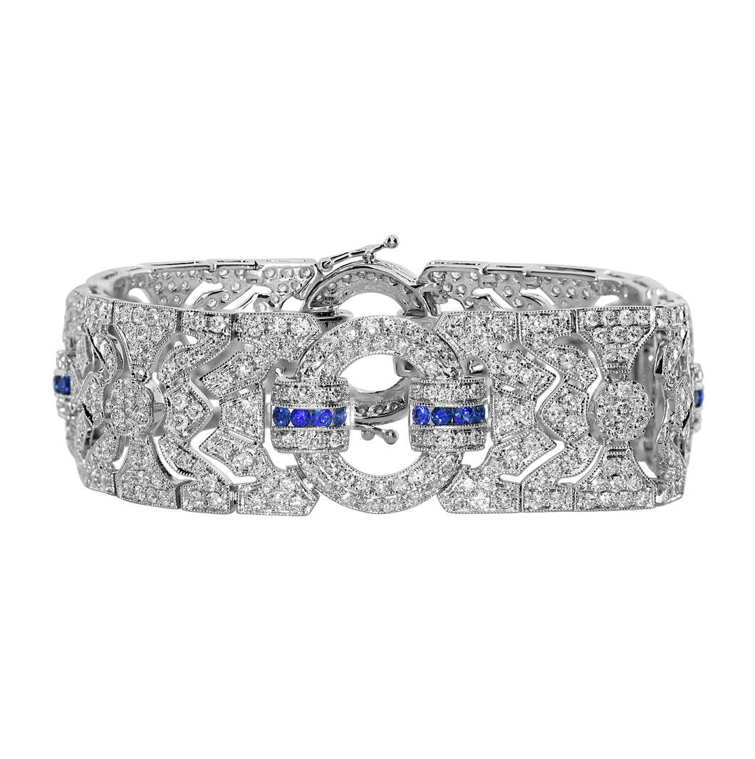 Vintage Diamond and Blue Sapphire Florentine Bracelet – petitegjewelers