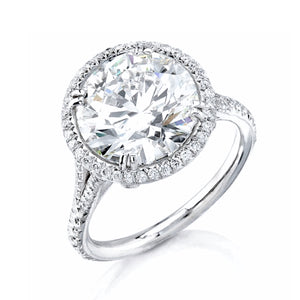 Arielle split pave diamond halo engagement ring