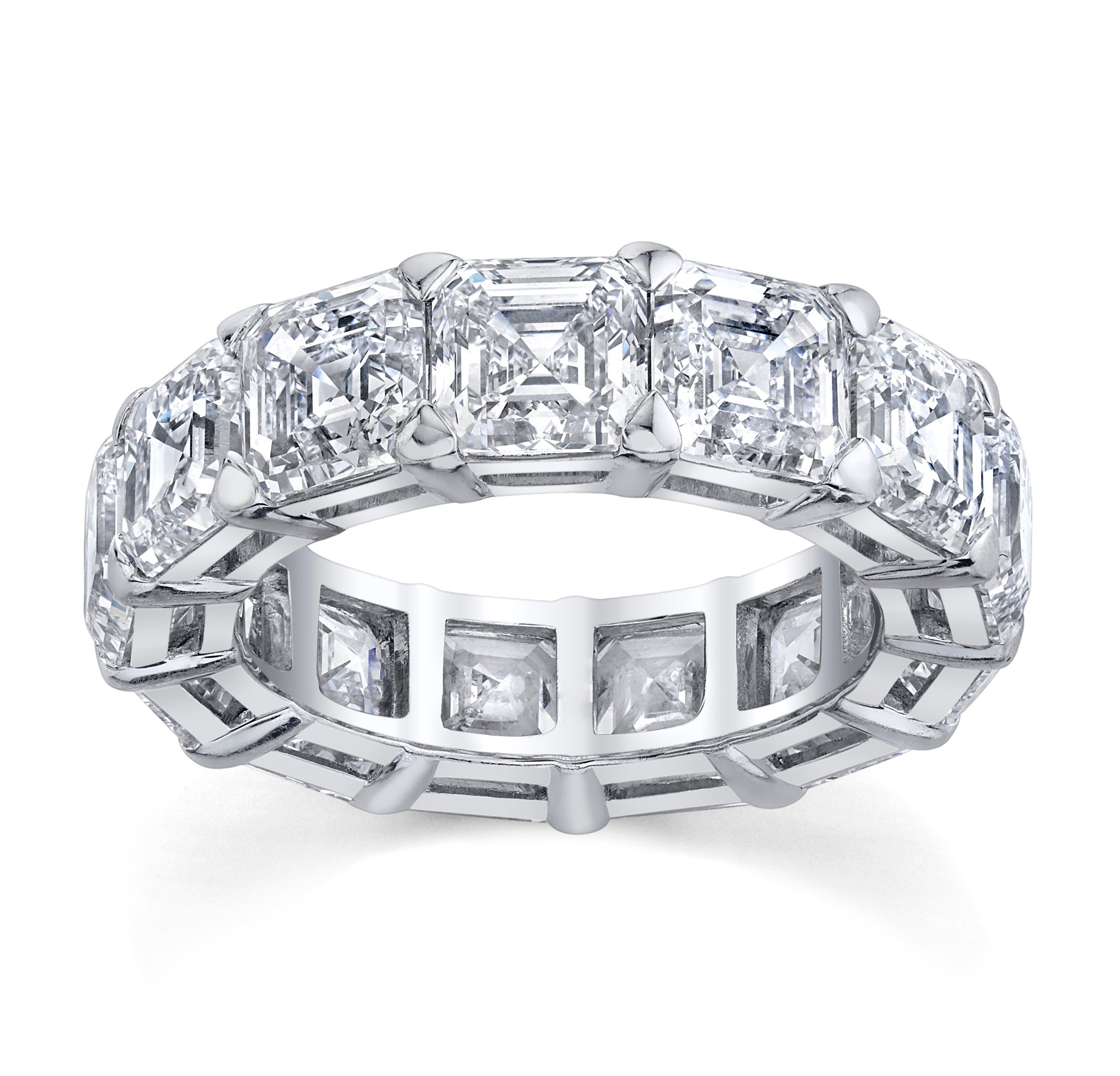 Platinum 3.7 ct tw Asscher Cut Diamond Eternity Ring | Princess Jewelry