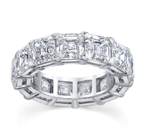 7.20 carat asscher cut diamond eternity ring band platinum