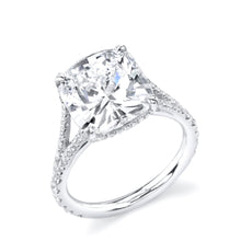 Load image into Gallery viewer, ava engagement ring split pave band cathedral setting cushion cut
