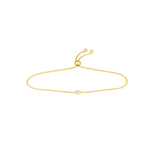 Load image into Gallery viewer, 14k yellow gold baguette diamond bolo bracelet
