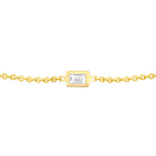 Load image into Gallery viewer, 14k yellow gold baguette diamond bolo bracelet

