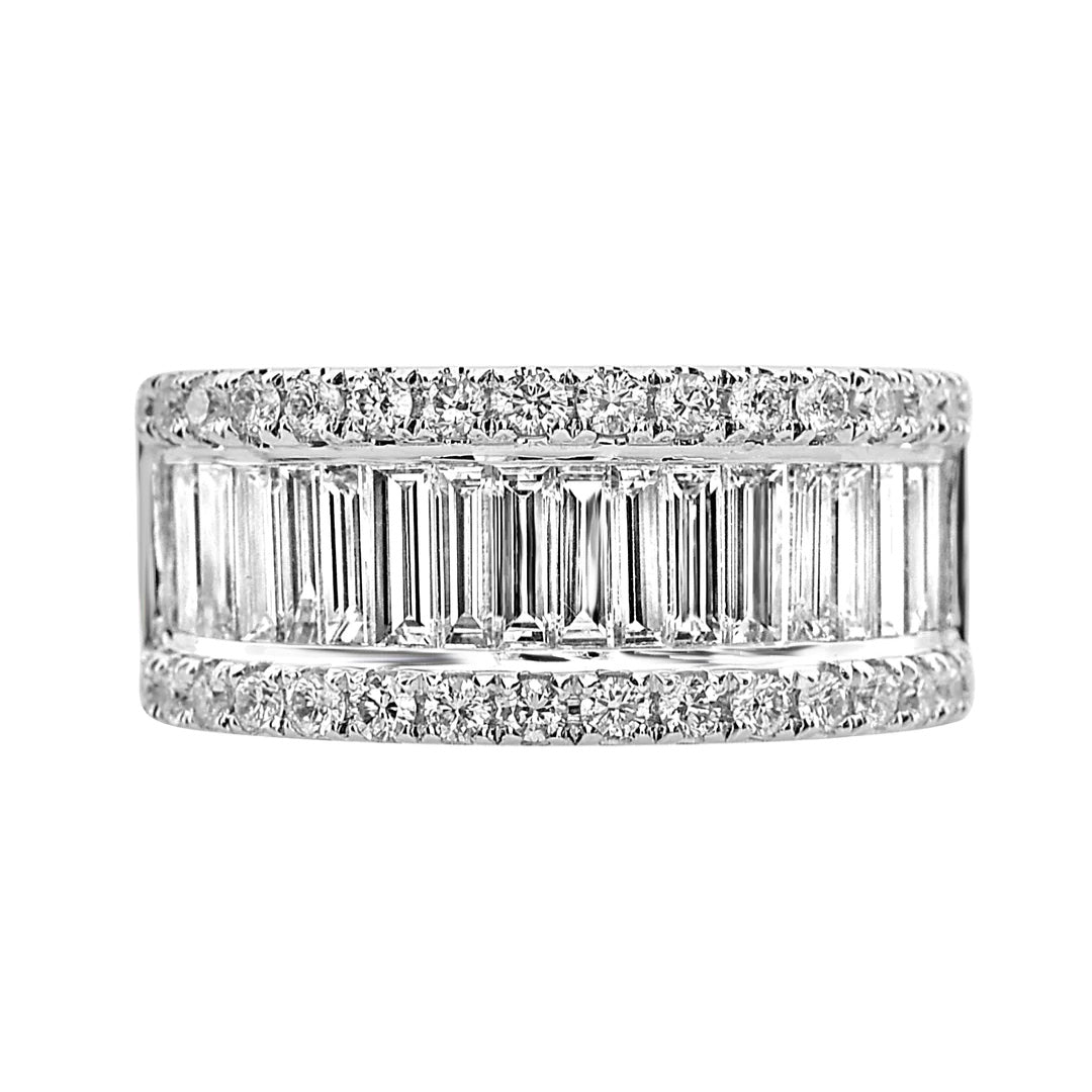 Inlay Full Eternity Ring / Baguette Diamond Full Eternity Diamond Ring for  Women in 14k Gold / Prong Setting Baguette Diamond Wedding Ring