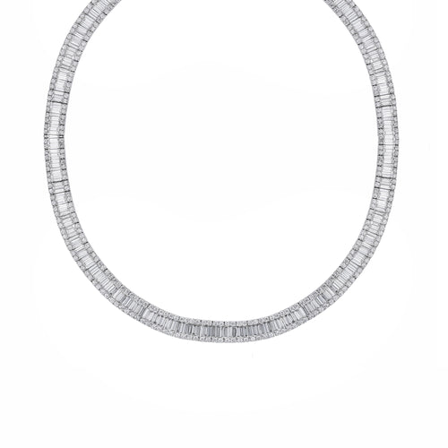 Rothschild baguette and round diamond necklace.