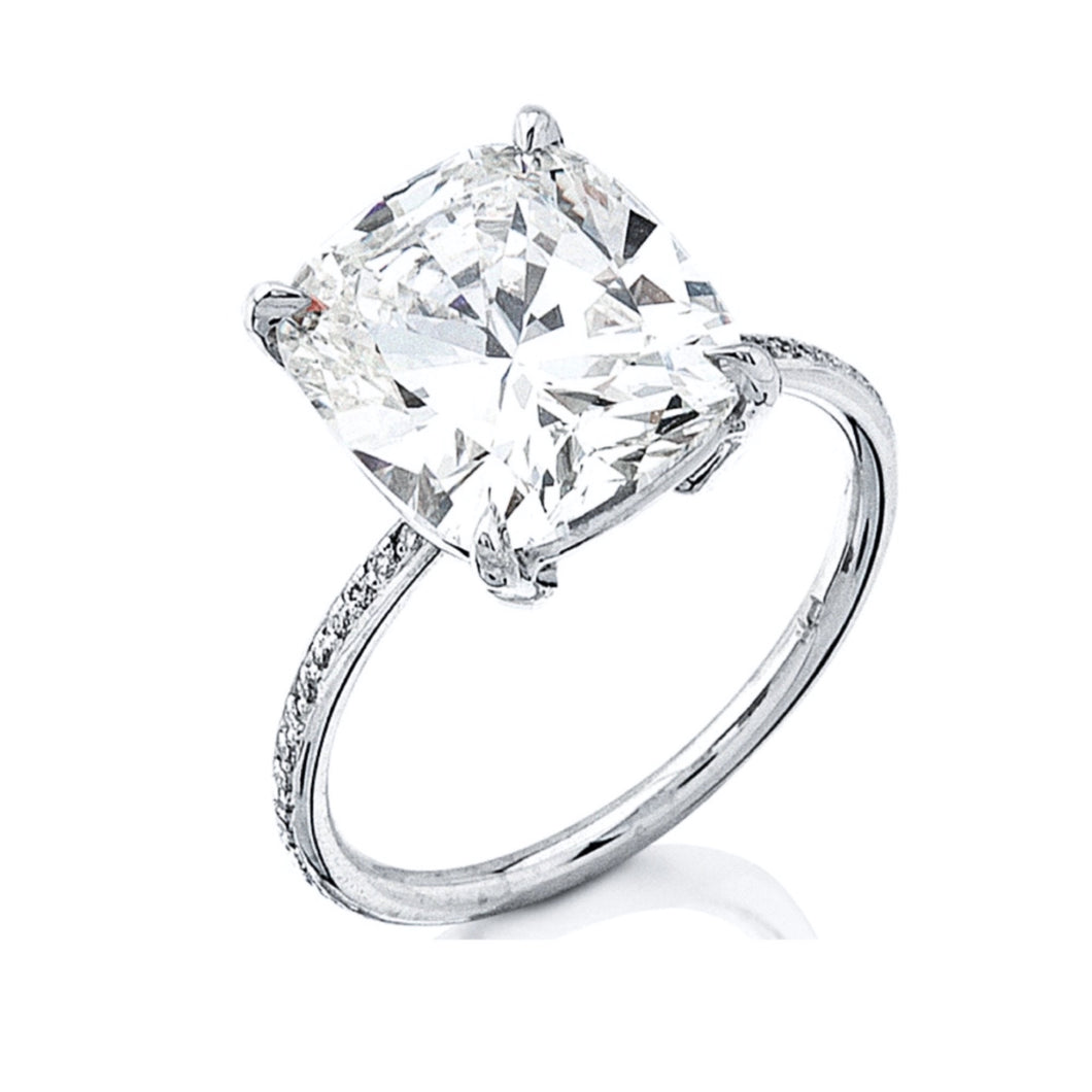 Bella pave diamond engagement ring cushion cut