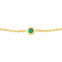 Load image into Gallery viewer, emerald bezel set 14k gold bolo bracelet
