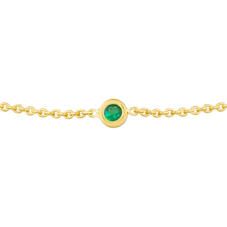 emerald bezel set 14k gold bolo bracelet