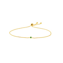 Load image into Gallery viewer, emerald bezel set 14k gold bolo bracelet
