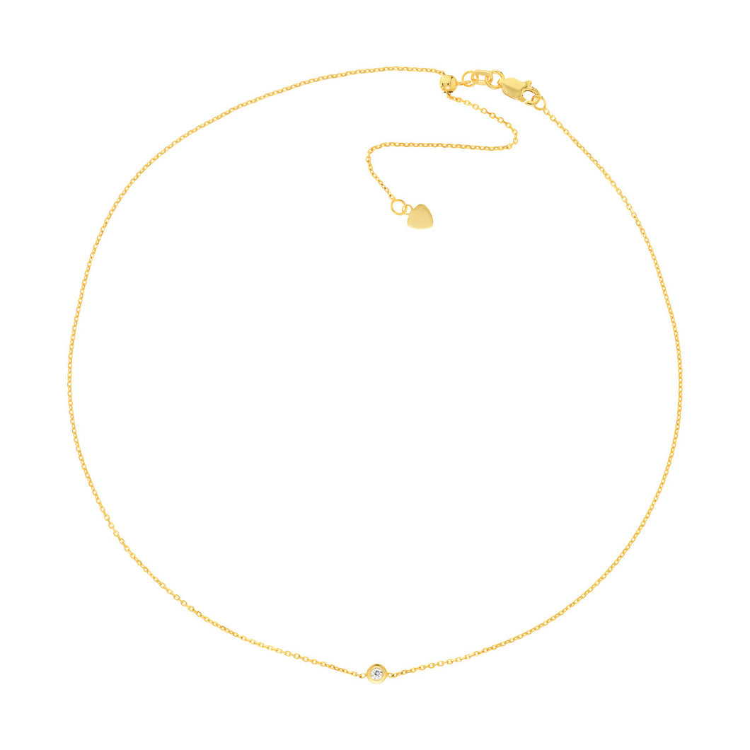 diamond bezel set 14k gold choker necklace