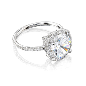 celine pave diamond band halo setting engagement ring
