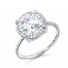 Load image into Gallery viewer, celine pave diamond band halo setting engagement ring
