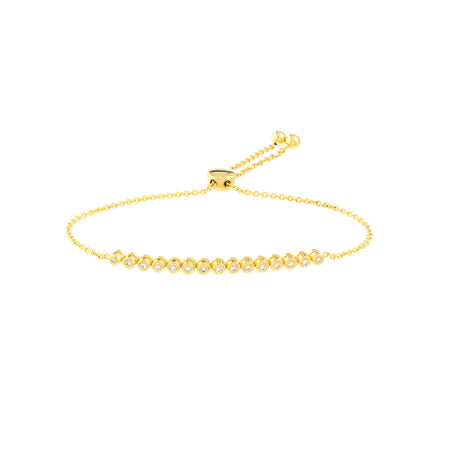 diamond bezel set 14k gold tennis bolo bracelet