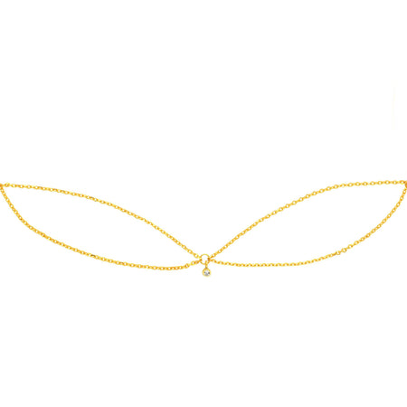 diamond bezel set 14k gold drape choker necklace