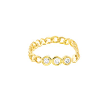 Load image into Gallery viewer, 14k yellow gold curb chain diamond ring
