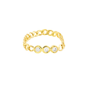 14k yellow gold curb chain diamond ring