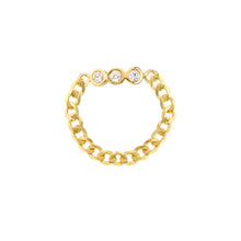 Load image into Gallery viewer, 14k yellow gold curb chain diamond ring top view
