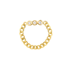 14k yellow gold curb chain diamond ring top view