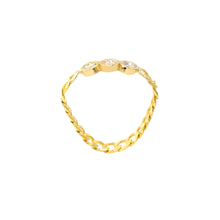 Load image into Gallery viewer, 14k yellow gold curb chain diamond ring bottom view
