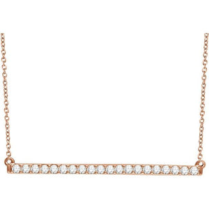 diamond pave bar necklace rose gold