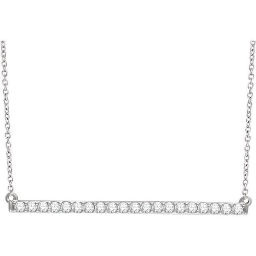 diamond pave bar necklace white gold