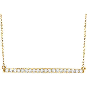 diamond pave bar necklace yellow gold