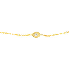 Load image into Gallery viewer, evil eye diamond bezel set bolo bracelet in 14k yellow gold 
