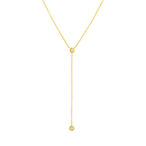 diamond bezel set 14k gold y necklace