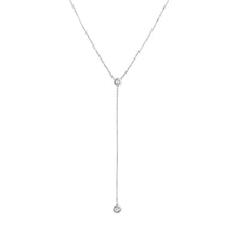Load image into Gallery viewer, diamond bezel set 14k white gold y necklace
