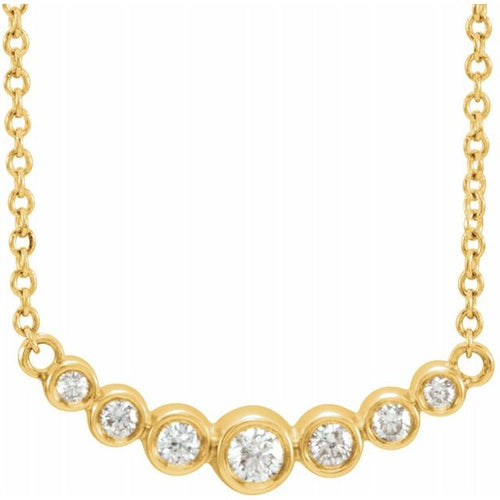 14k yellow gold graduated diamond bezel necklace